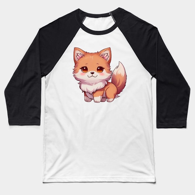 Cute Fox Baseball T-Shirt by Selene’s Designs